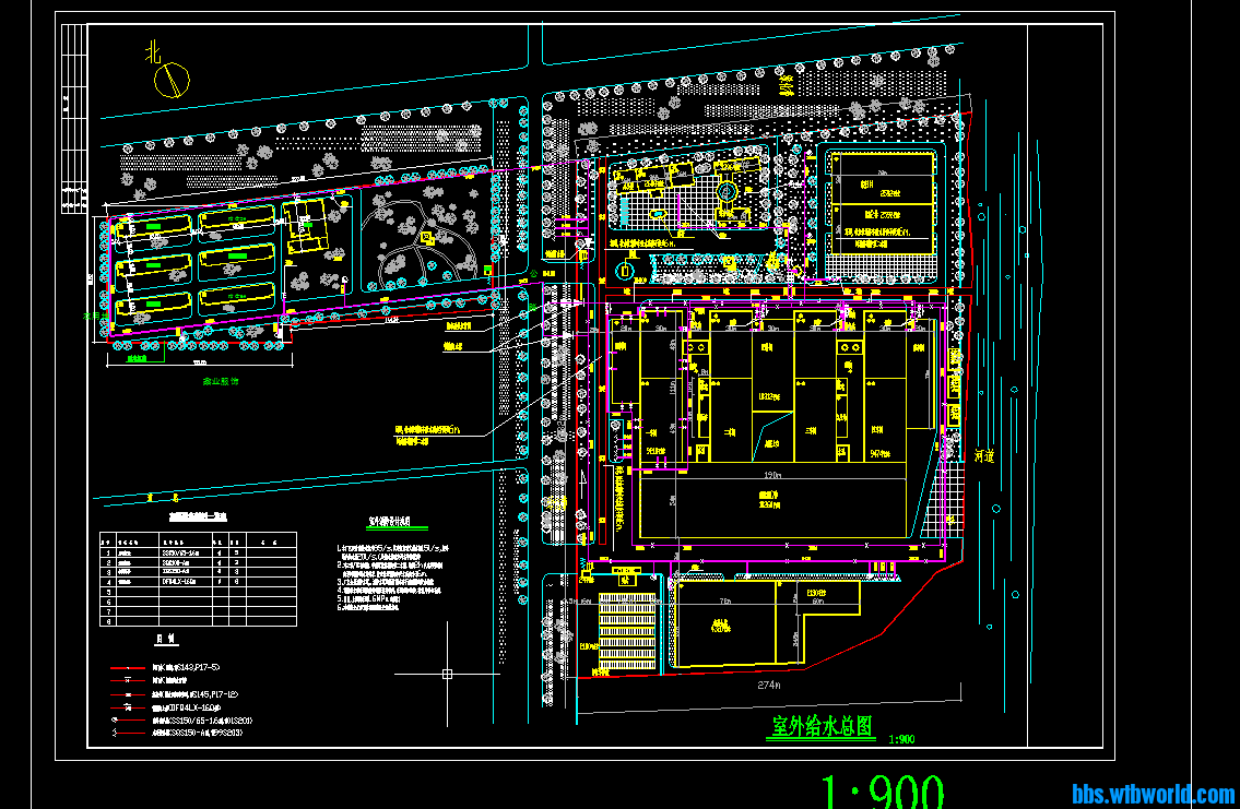 某玻璃厂户外给水总图